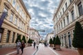 SZEGED, HUNGARY - SEPTEMBER 18, 2022: Pedestrian street of karasz utca, a of the city center of Szeged, Southern Hungary,