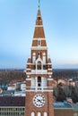 Szeged votive Christian Church clock tower, Hungary. View from t