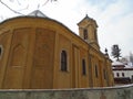 Szentendre, Budapest, Hungary, March 08, 2020. Old streets of Saint Endre, Szentendre. Old Orthodox Serbian church, outside view Royalty Free Stock Photo