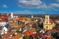 Szentendre, hungary - Aerial view of the city of Szentendre on a sunny day with Belgrade Serbian Orthodox Cathedral