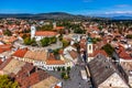 Szentendre, Hungary - Aerial view of the main square of Szentendre on a sunny day with Saint John the Baptist`s Parish Church Royalty Free Stock Photo