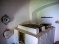 View on a fireplace in a traditional hungarian pise house