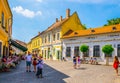 SZENTENDRE, HUNGARY MAY 22, 2016: People are walking on the main square - fo ter - in the hungarian town szentendre Royalty Free Stock Photo