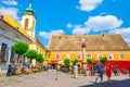 SZENTENDRE, HUNGARY MAY 22, 2016: People are walking on the main square - fo ter - in the hungarian town szentendre Royalty Free Stock Photo