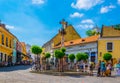 SZENTENDRE, HUNGARY MAY 22, 2016: People are walking on the main square - fo ter - in the hungarian town szentendre Royalty Free Stock Photo