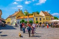 SZENTENDRE, HUNGARY MAY 22, 2016: People are walking on the main square - fo ter - in the hungarian town szentendre Royalty Free Stock Photo