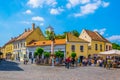 SZENTENDRE, HUNGARY MAY 22, 2016: People are walking on the main square - fo ter - in the hungarian town szentendre Royalty Free Stock Photo