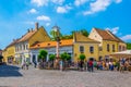 SZENTENDRE, HUNGARY MAY 22, 2016: People are walking on the main square - fo ter - in the hungarian town szentendre Royalty Free Stock Photo