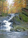 Szepit waterfall, Hylaty torrent, Bieszczady Mountains, Zatwarnica, Poland, unique wooded landscapes Royalty Free Stock Photo