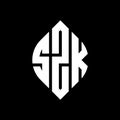 SZK circle letter logo design with circle and ellipse shape. SZK ellipse letters with typographic style. The three initials form a Royalty Free Stock Photo