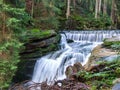 Szklarki Waterfall located in Poland, in Sudetes mountains.