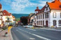 Szklarska Poreba, Poland - June 30, 2022: Beautiful architecture of the Szklarska Poreba town in Karkonosze mountains, Giant