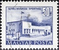 Sztalinvarosi Sporthaz in blue stamp