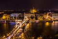 SzÃÂ©chenyi chain bridge in Budapest at night, Hungary Royalty Free Stock Photo