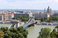 SzÃÂ©chenyi Chain Bridge Budapest, a view on the city centre from the national gallery Royalty Free Stock Photo