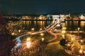 SzÃÂ©chenyi Chain Bridge illuminated at night in Budapest, Hungary Royalty Free Stock Photo
