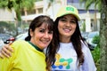 Juciane Cunha with patriotic voter before Paulista