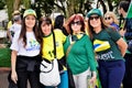 Juciane Cunha with patriotic women ready to go to the demonstration
