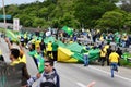 In Via Presidente Dutra several patriots protesters open the green and yellow flag