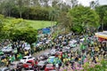 Wave of green and yellow in front of the CTA for the demonstration against the results of the polls in the presidential election