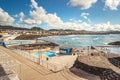 SÃÂ£o Miguel, Azores PORTUGAL - 5 August 2020 - Ribeira Grande municipal swimming pools in front of the sea