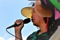 Pre-candidate Nise Yamaguchi`s speech at the demonstration on Paulista avenue