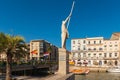 The royal canal and the jouster statue, on a sunny summer day, in SÃÂ¨te in HÃÂ©rault, Occitanie, France