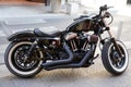 Harley-Davidson 1200 motorcycle black parked in street custom Harley Davidson motorbike Royalty Free Stock Photo