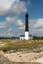 SÃÂµrve, Estonia - 07.18.2021 Saaremaa Island. A white lighthouse rises high above the ground on the shore of the SÃÂµrve horn