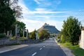 SÃÂ¼meg castle at the end of the road on a hill in Hungary Royalty Free Stock Photo