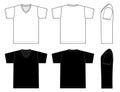 V neck t-shirt illustration / white and black Royalty Free Stock Photo