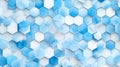 Hexagonal tiles arranged in a pattern featuring various shades of blue and white. Royalty Free Stock Photo