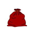 Santa Claus sack bag filled with Christmas gifts and festive decorations Royalty Free Stock Photo