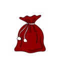 Santa Claus sack bag filled with Christmas gifts and festive decorations Royalty Free Stock Photo