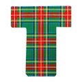 T ALPHABET LETTER - Scottish style fabric texture Letter Symbol Character on White Background