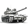 T-72 Avenger main battle tank isolated on white created with Generative AI Royalty Free Stock Photo