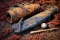 a t-ball bat and glove left on the field after a game Royalty Free Stock Photo