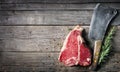 T-bone beef steak - Raw meat for grill Royalty Free Stock Photo