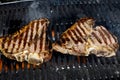T-bone steak on bbq fire Royalty Free Stock Photo