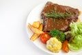 T-Bone Steak with Fresh Rosemary with Black Pepper Gravy Sauce