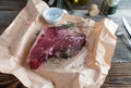 T bone steak or Porterhouse steak on butcher paper Royalty Free Stock Photo