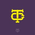 T and C monogram. T and C crossed letters, intertwined letters initials.
