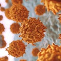 T-cell warriors in microscopic battleground fighting pollen. Royalty Free Stock Photo