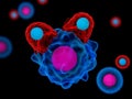 T cells attacking cancer cells Royalty Free Stock Photo