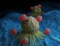 T cells attacking cancer cells Royalty Free Stock Photo