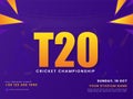 T20 Cricket Championship Font And Faceless Cricketer Players On Purple