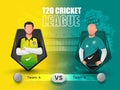 T20 Cricket Match Between Team A VS B Australia VS New Zealand On Teal And Yellow Stadium Grunge Royalty Free Stock Photo