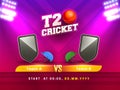 T20 Cricket Match Between Team A VS B Of Empty Shield With Attire Helmets On Gradient Stadium Lights Royalty Free Stock Photo