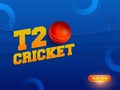 T20 Cricket Text With Realistic Red Ball On Blue Stadium View Background with Space Royalty Free Stock Photo
