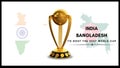 T20 Cricket World Cup 2034 host India and Bangladesh with trophy and maps isolated on White background . 3D rendering illustration